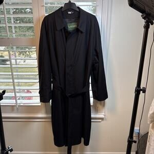 Lauren Ralph Lauren Trench Coat Men's 48L Black Raingear Zip Out Liner
